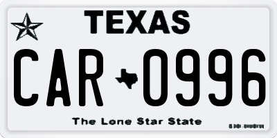 TX license plate CAR0996