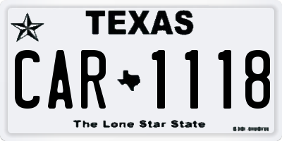 TX license plate CAR1118