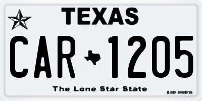 TX license plate CAR1205