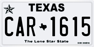TX license plate CAR1615