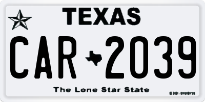 TX license plate CAR2039