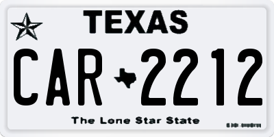 TX license plate CAR2212