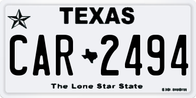 TX license plate CAR2494