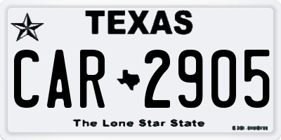 TX license plate CAR2905