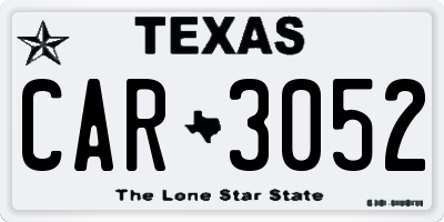 TX license plate CAR3052