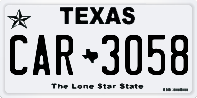 TX license plate CAR3058