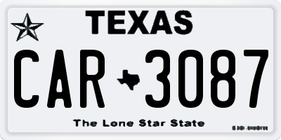 TX license plate CAR3087
