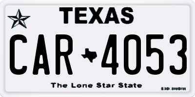 TX license plate CAR4053