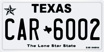 TX license plate CAR6002