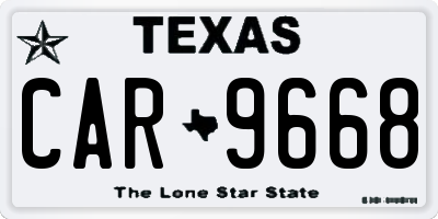 TX license plate CAR9668