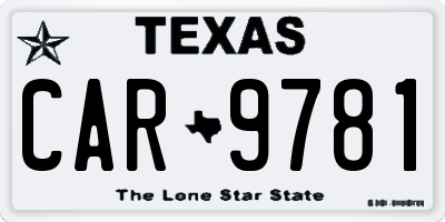 TX license plate CAR9781