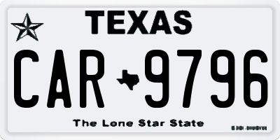 TX license plate CAR9796