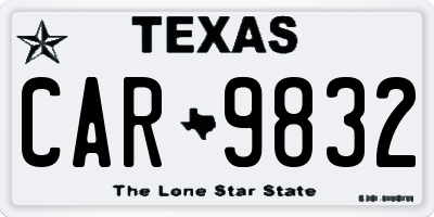 TX license plate CAR9832