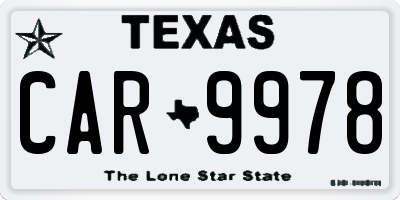 TX license plate CAR9978