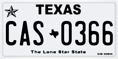 TX license plate CAS0366