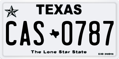 TX license plate CAS0787