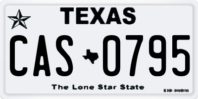 TX license plate CAS0795