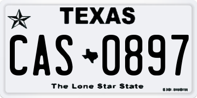 TX license plate CAS0897