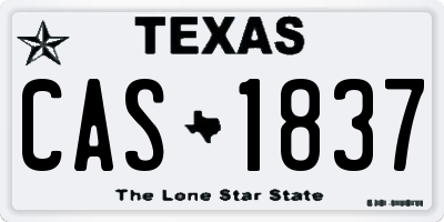 TX license plate CAS1837