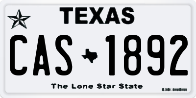 TX license plate CAS1892