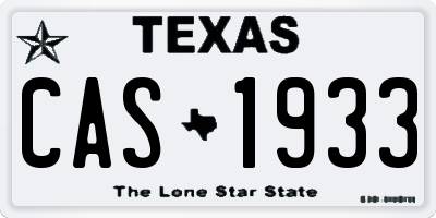 TX license plate CAS1933