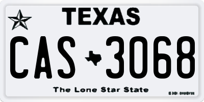 TX license plate CAS3068