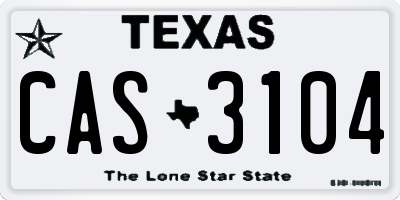 TX license plate CAS3104