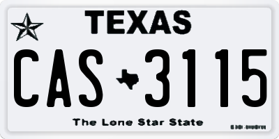 TX license plate CAS3115