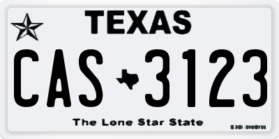 TX license plate CAS3123