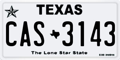 TX license plate CAS3143