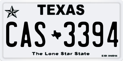 TX license plate CAS3394
