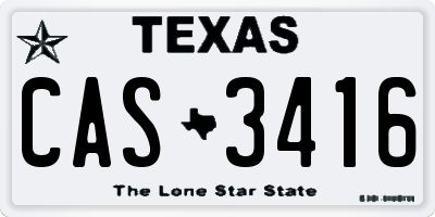 TX license plate CAS3416