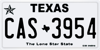 TX license plate CAS3954