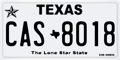 TX license plate CAS8018