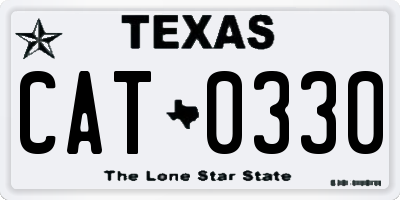 TX license plate CAT0330