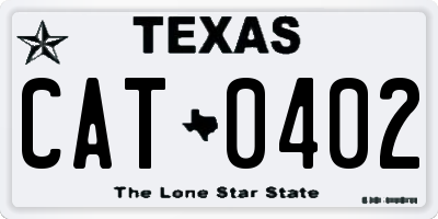 TX license plate CAT0402