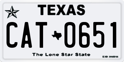 TX license plate CAT0651