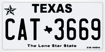 TX license plate CAT3669