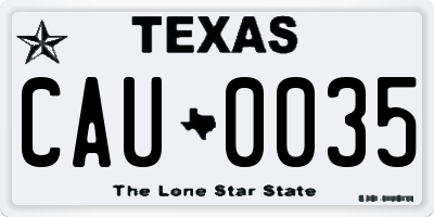 TX license plate CAU0035