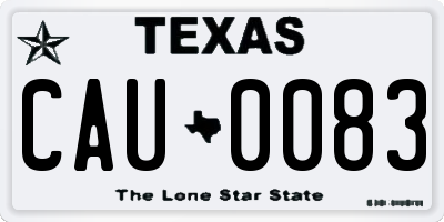 TX license plate CAU0083