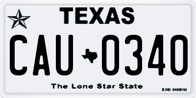 TX license plate CAU0340