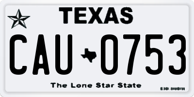 TX license plate CAU0753