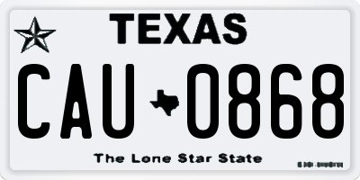 TX license plate CAU0868