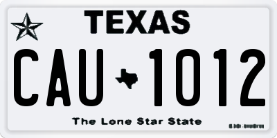 TX license plate CAU1012