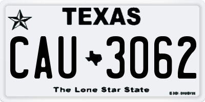 TX license plate CAU3062