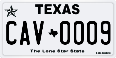 TX license plate CAV0009