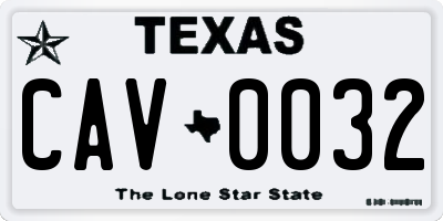 TX license plate CAV0032