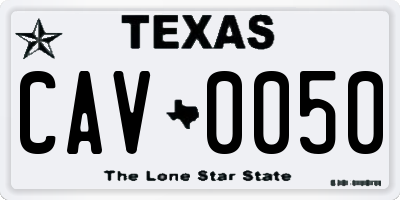 TX license plate CAV0050