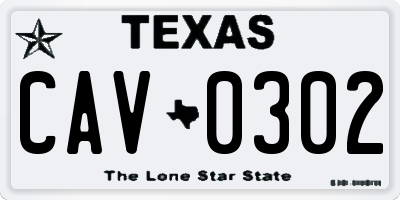 TX license plate CAV0302