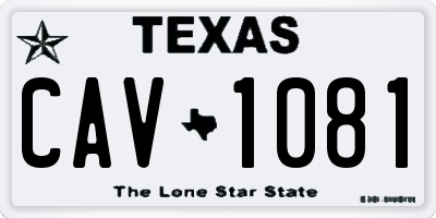 TX license plate CAV1081